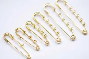 10 pcs Shiny Gold Kilt Pin Safety Pins Broochs One/Two/Three/Four/Five Loops