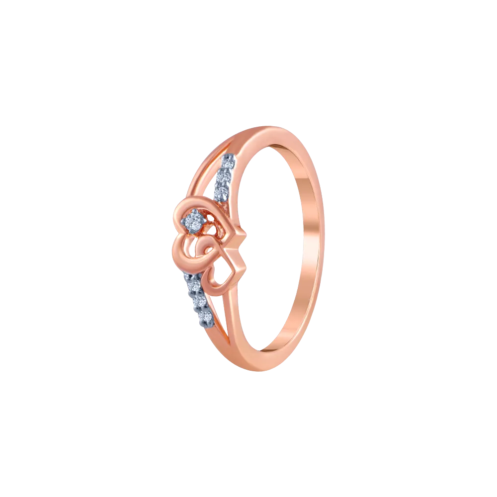14k (585) Rose Gold And Diamond Ring For Women