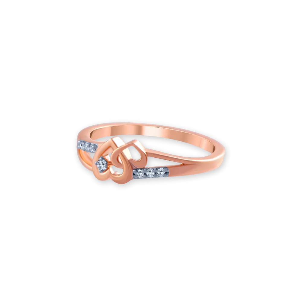 14k (585) Rose Gold And Diamond Ring For Women