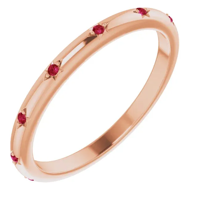 14K Gold Star Setting Ruby Eternity Band