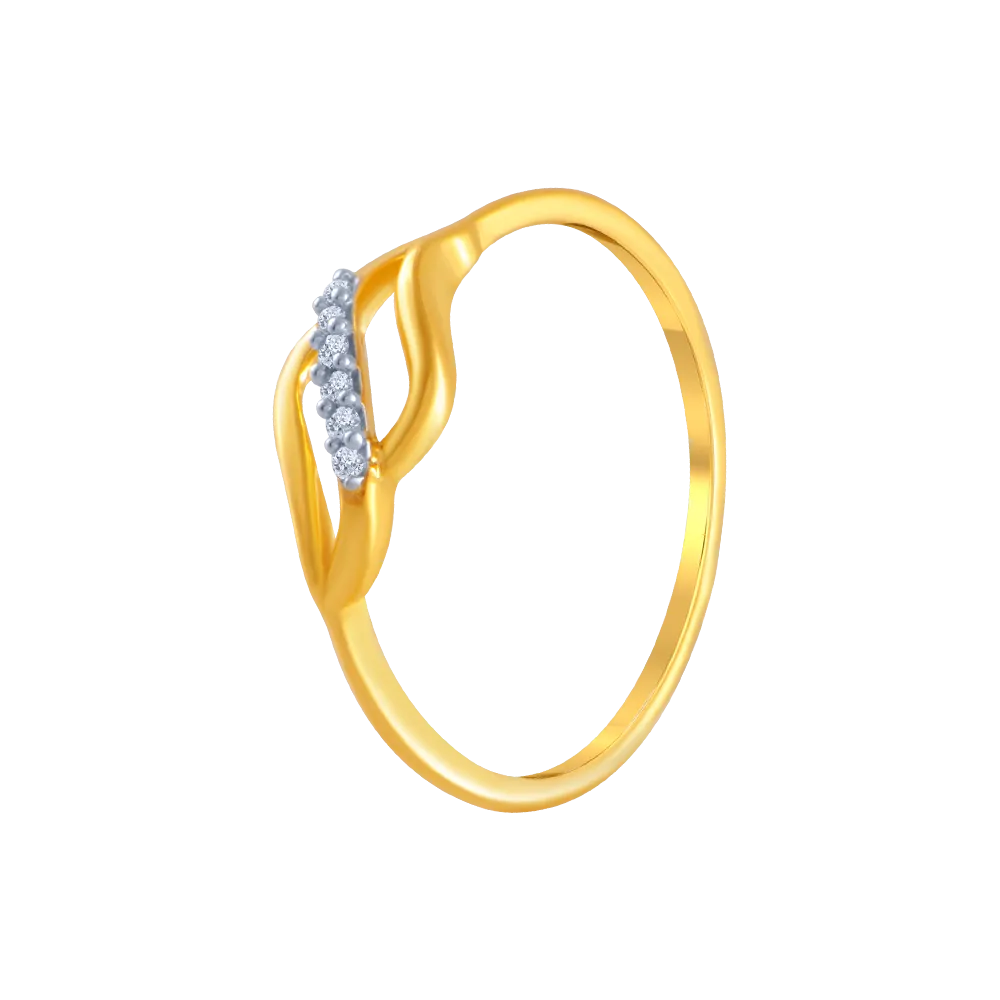 14KT (585) Yellow Gold And American Diamond Ring For Women