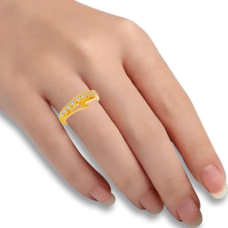 14KT (585) Yellow Gold And American Diamond Ring For Women