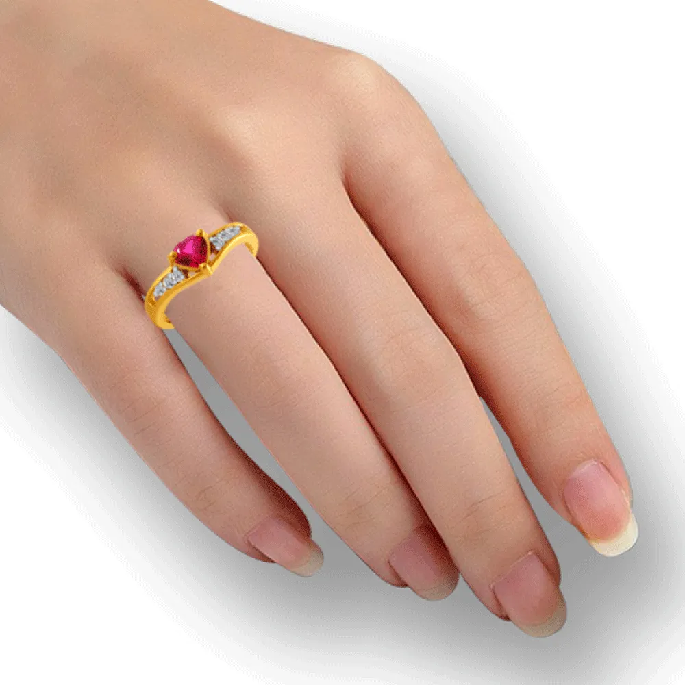 14KT (585) Yellow Gold And American Diamond Ring For Women