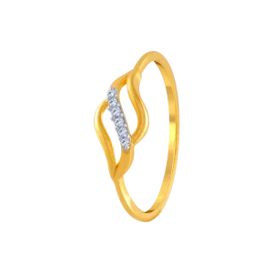 14KT (585) Yellow Gold And American Diamond Ring For Women