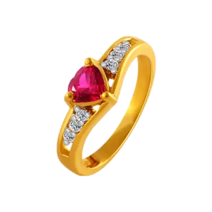 14KT (585) Yellow Gold And American Diamond Ring For Women
