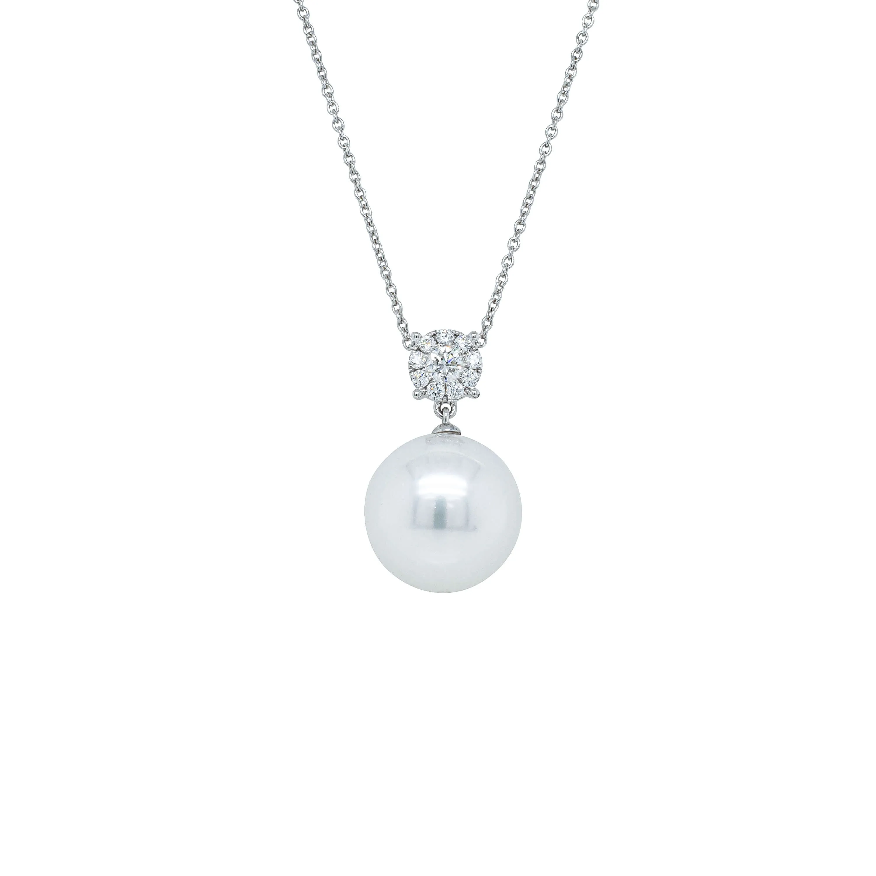18ct White Gold 14.5mm South Sea Pearl & Diamond Galaxy Necklace