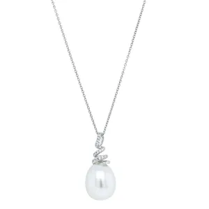 18ct White Gold South Sea Pearl & Diamond Pendant