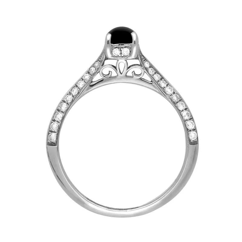 18ct White Gold Whitby Jet 0.30ct Diamond Ring