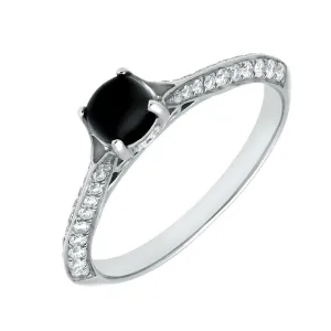 18ct White Gold Whitby Jet 0.30ct Diamond Ring