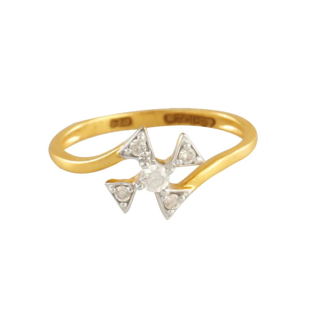 18KT (750) Yellow Gold And Diamond Ring For Women