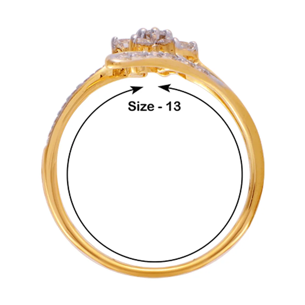 18KT (750) Yellow Gold And Diamond Ring For Women