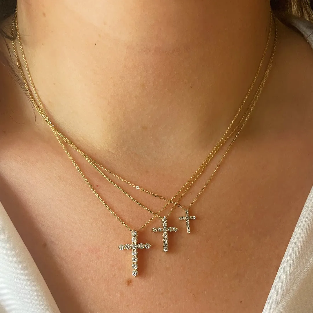 .24ctw Diamond Cross 14K Yellow Gold Pendant Necklace