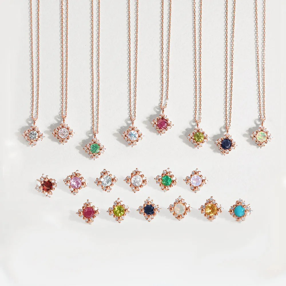 [39% OFF] 925 Silver Lobert Birthstone Necklace & Earrings Set