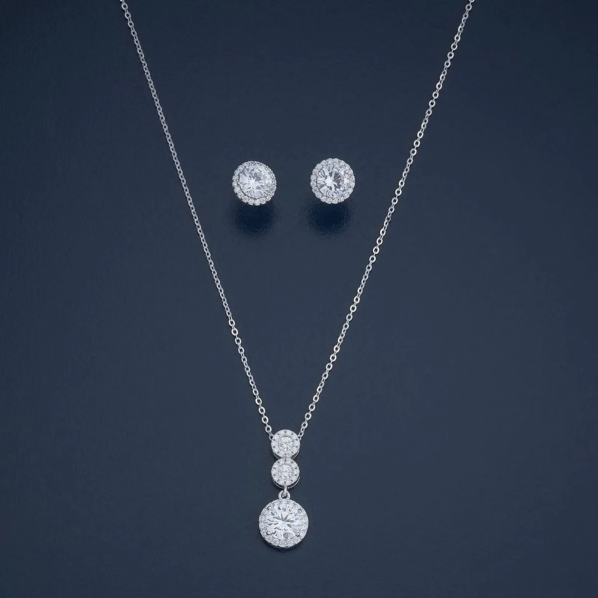 92.5 Silver Pendant with Chain and Earring Set 180968