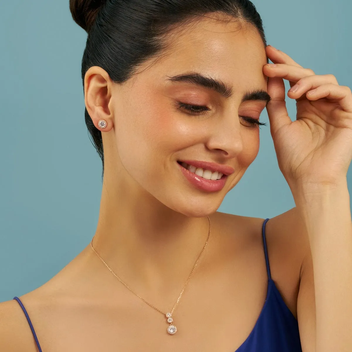 92.5 Silver Pendant with Chain and Earring Set 180968