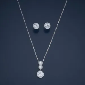 92.5 Silver Pendant with Chain and Earring Set 180968