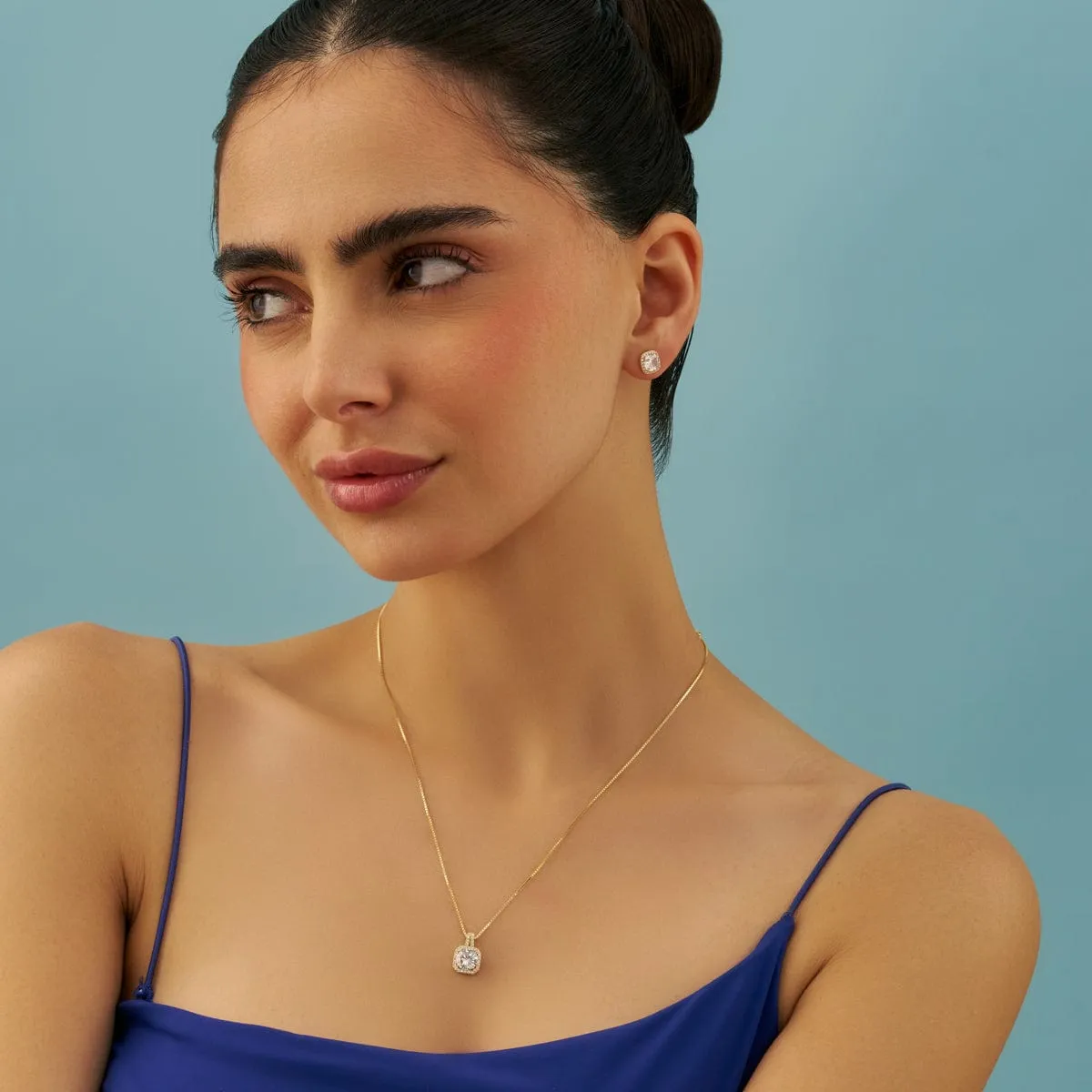 92.5 Silver Pendant with Chain and Earring Set 180969