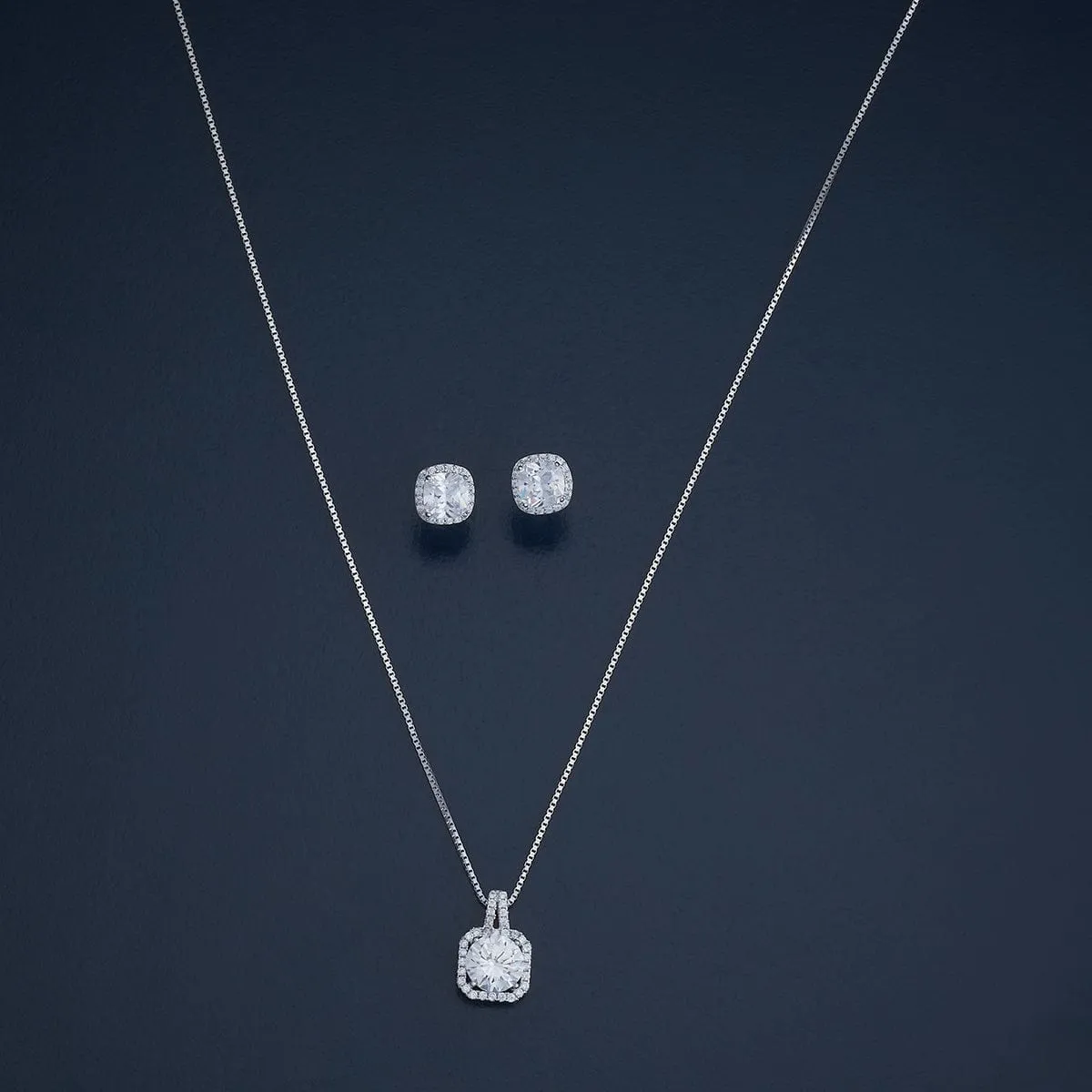 92.5 Silver Pendant with Chain and Earring Set 180969