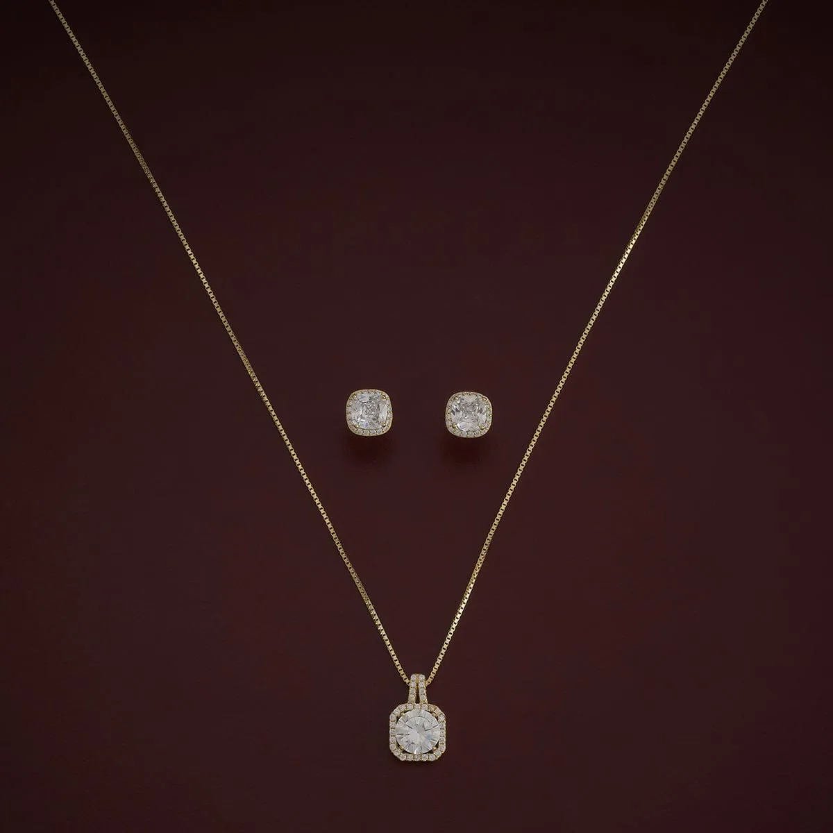 92.5 Silver Pendant with Chain and Earring Set 180969