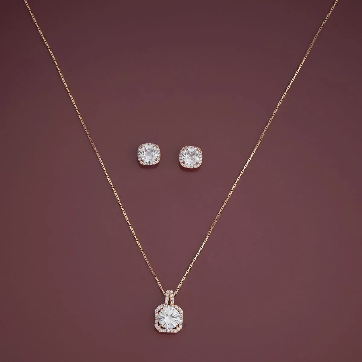92.5 Silver Pendant with Chain and Earring Set 180969