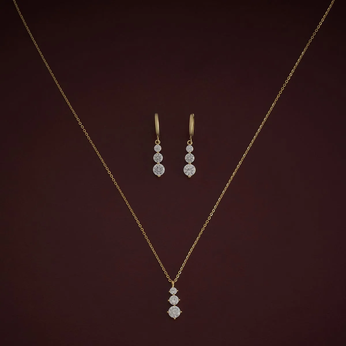 92.5 Silver Pendant with Chain and Earring Set 180978