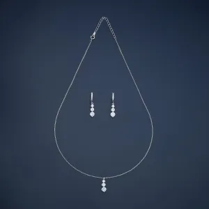 92.5 Silver Pendant with Chain and Earring Set 180978