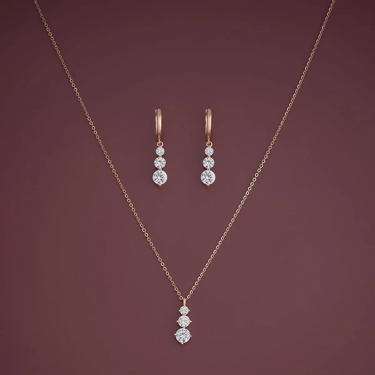 92.5 Silver Pendant with Chain and Earring Set 180978
