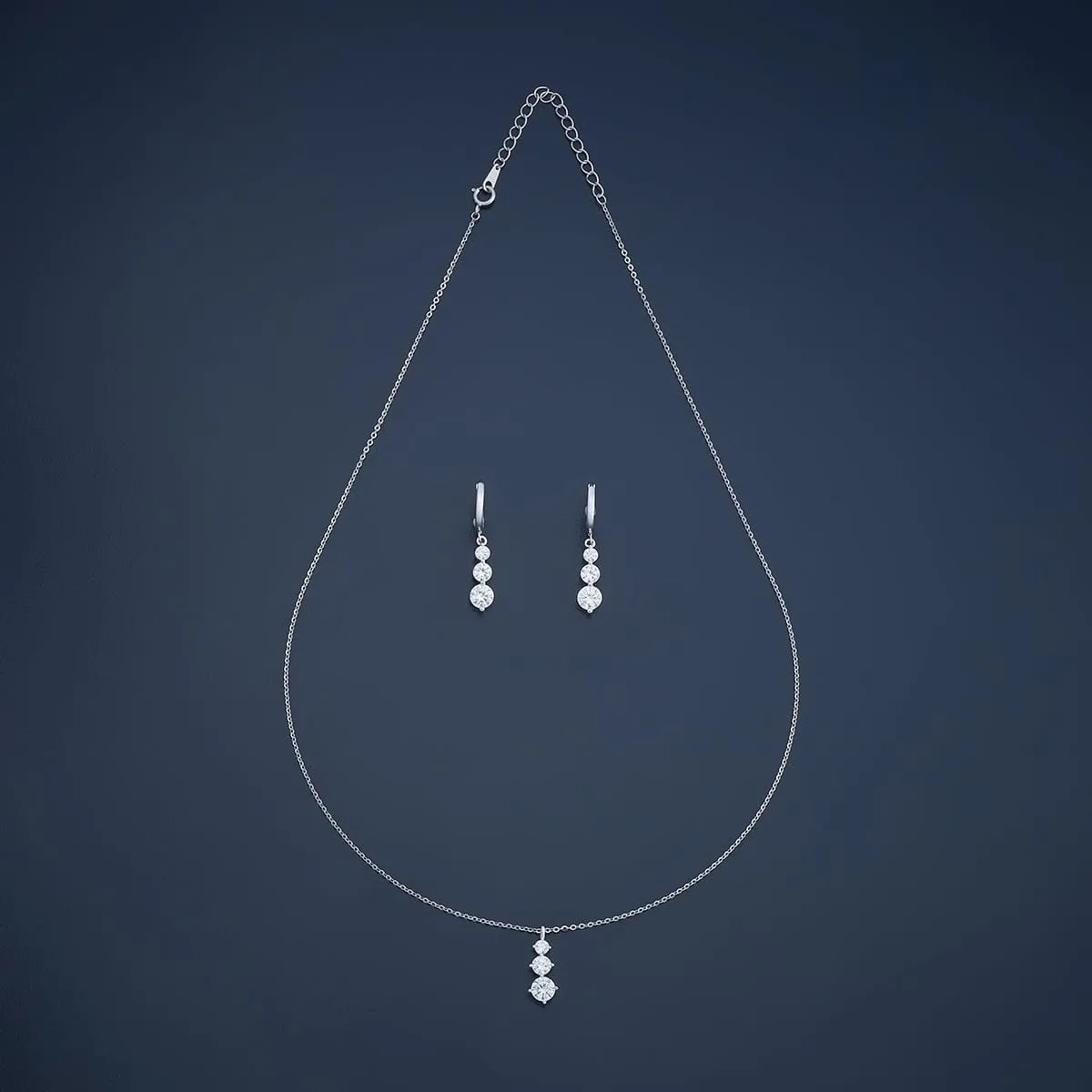 92.5 Silver Pendant with Chain and Earring Set 180978