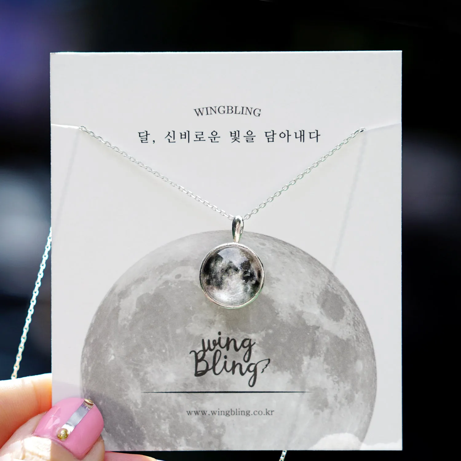 [925 Silver] WHITE MOON Necklace