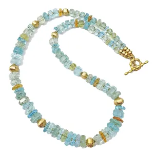 Aquamarine Crystal-Shaped Bead Necklace