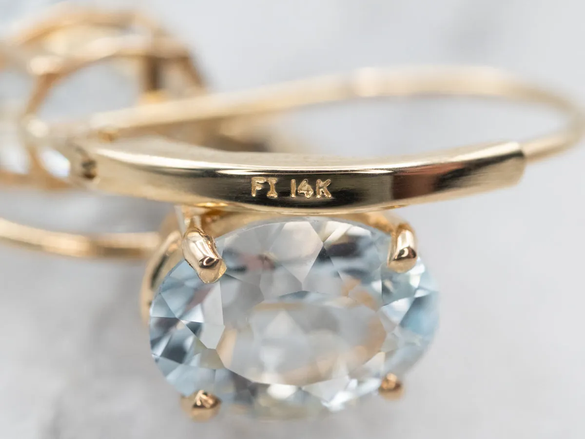 Aquamarine Gold Drop Earrings
