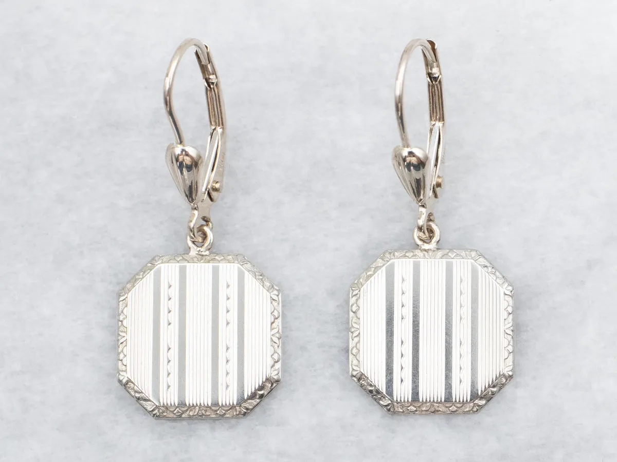 Art Deco Gold Cufflink Conversion Drop Earrings