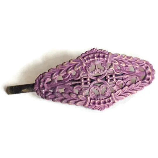 Athena Bobby Pin - Hand Painted Ornate Metal Goddess Filigree Hair Pin