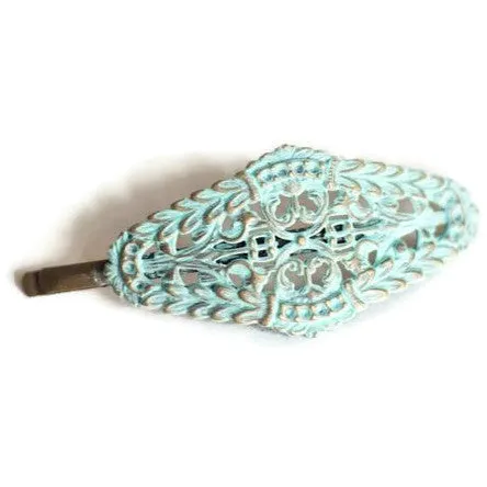 Athena Bobby Pin - Hand Painted Ornate Metal Goddess Filigree Hair Pin