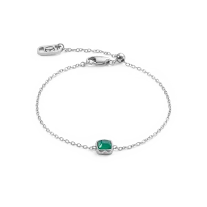 Birthstone May Bracelet Green Agate Silver