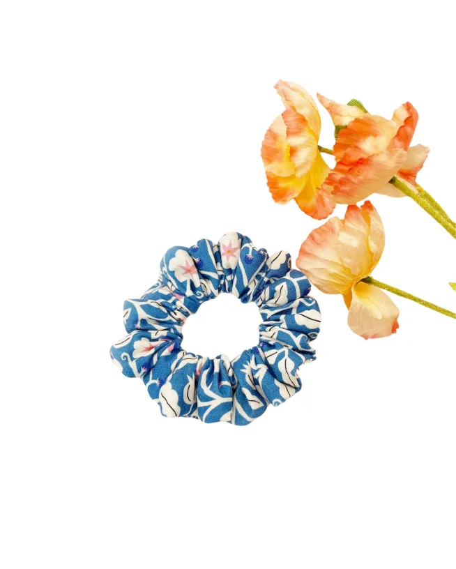 Blue Floral Scrunchie