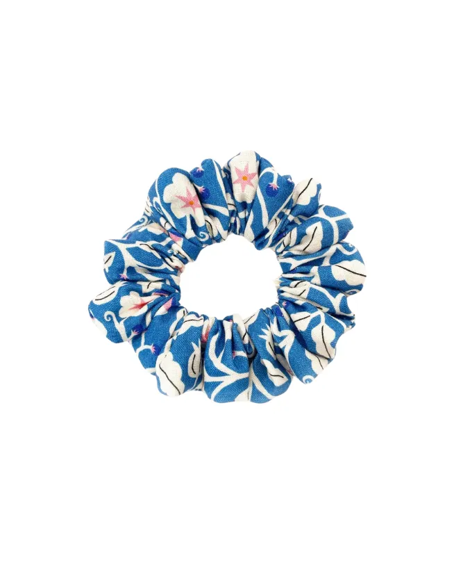 Blue Floral Scrunchie