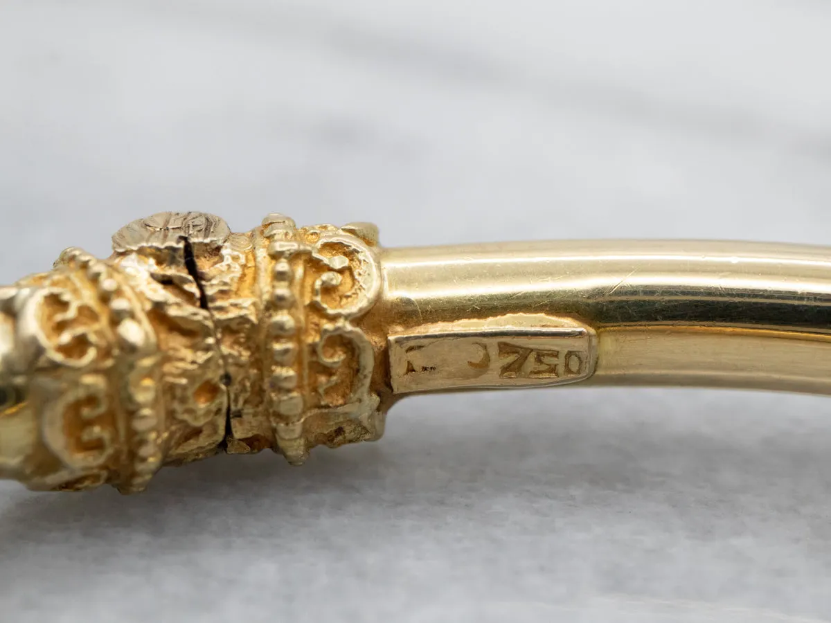 Bold Lion Gemstone Encrusted Gold Cuff Bracelet