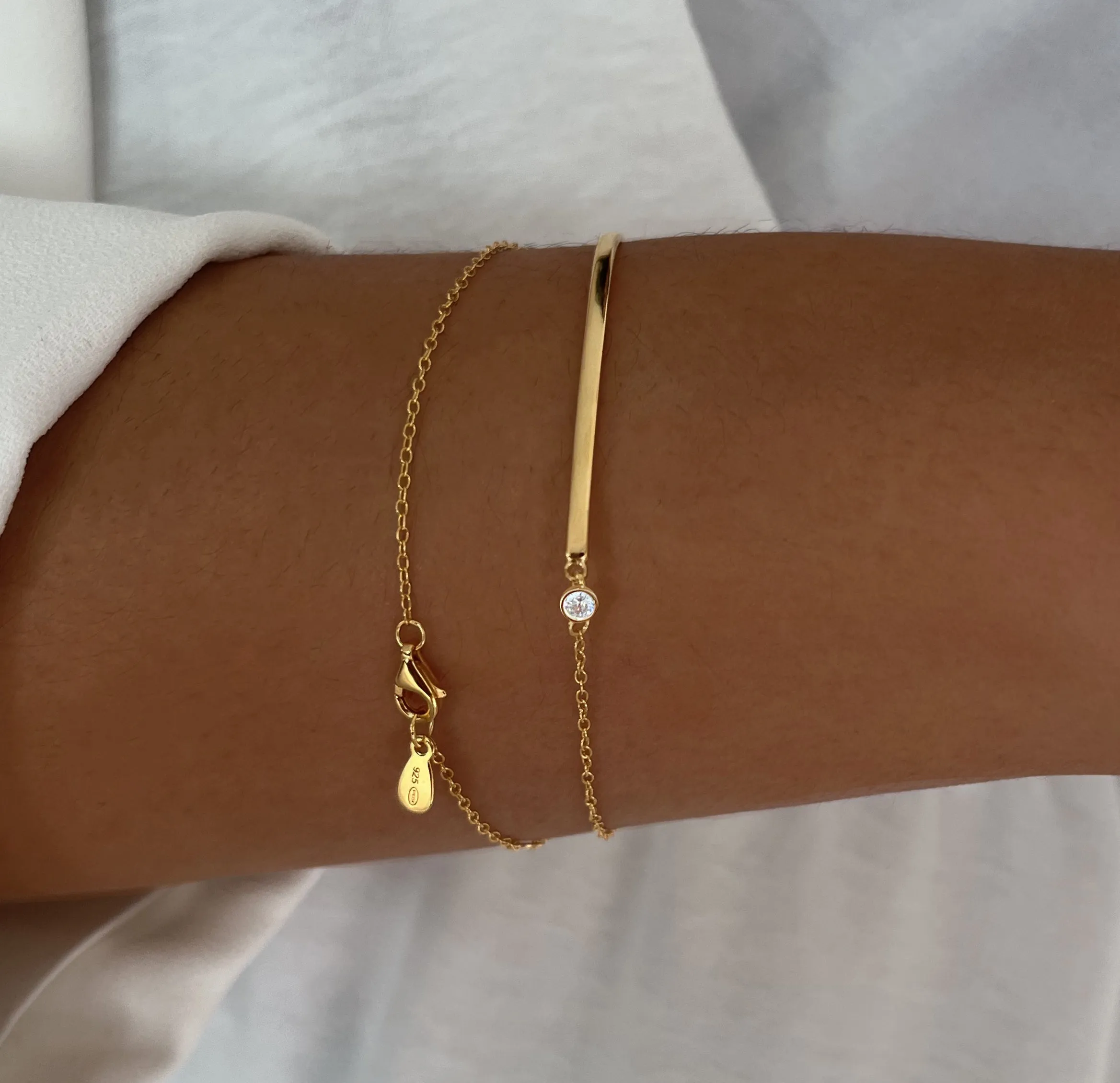 Bracelet in 925 silver gilded with 18k yellow gold assembled with zirconium oxide