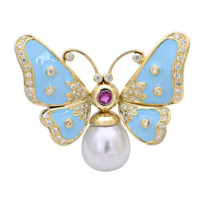 Brooch - Ruby, South Sea Pearl and Diamond (Enamel)