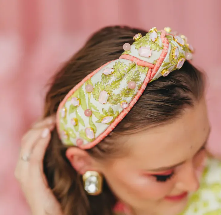Chartreuse and Blush Jacquard Headband