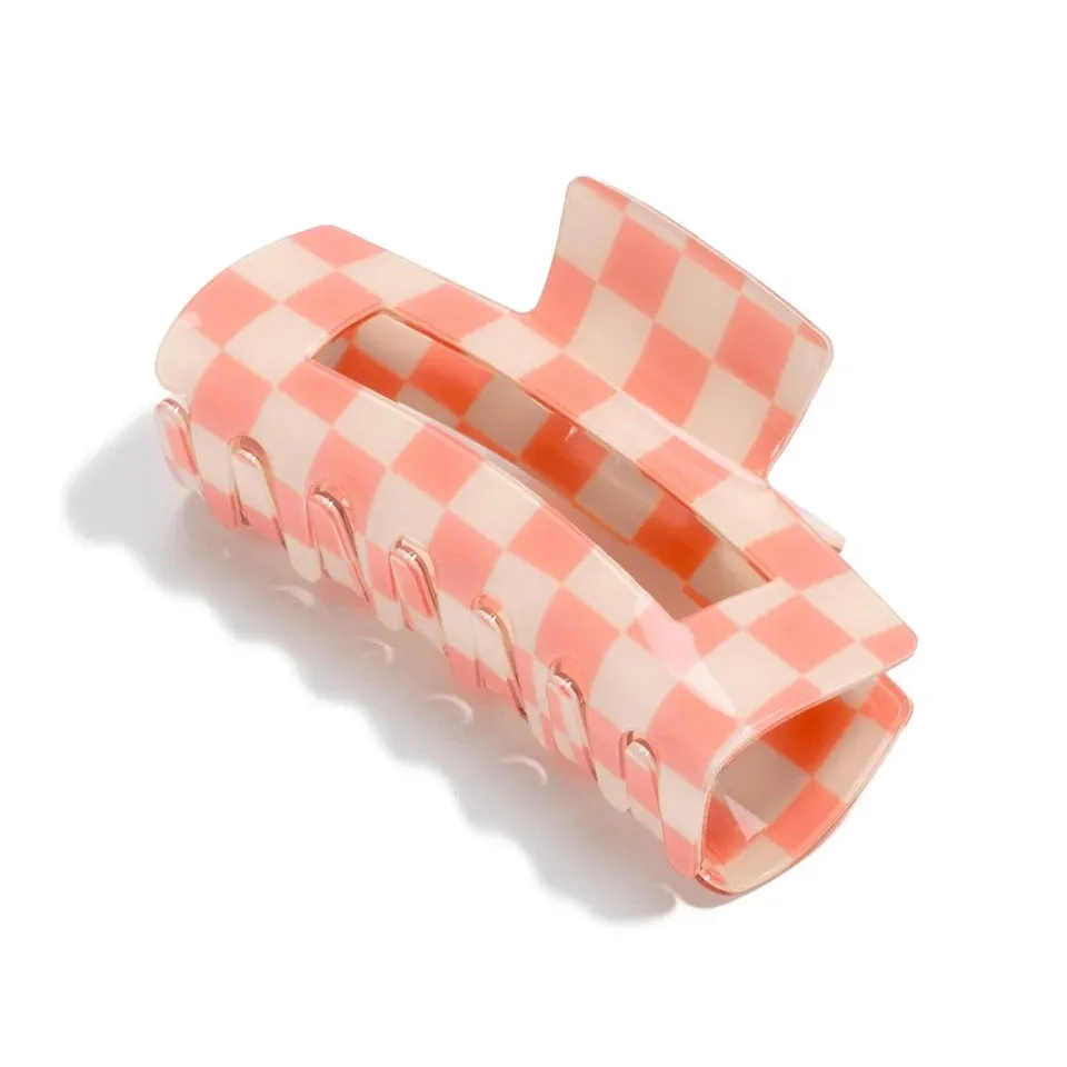 Checkered Rectangle Claw Clips