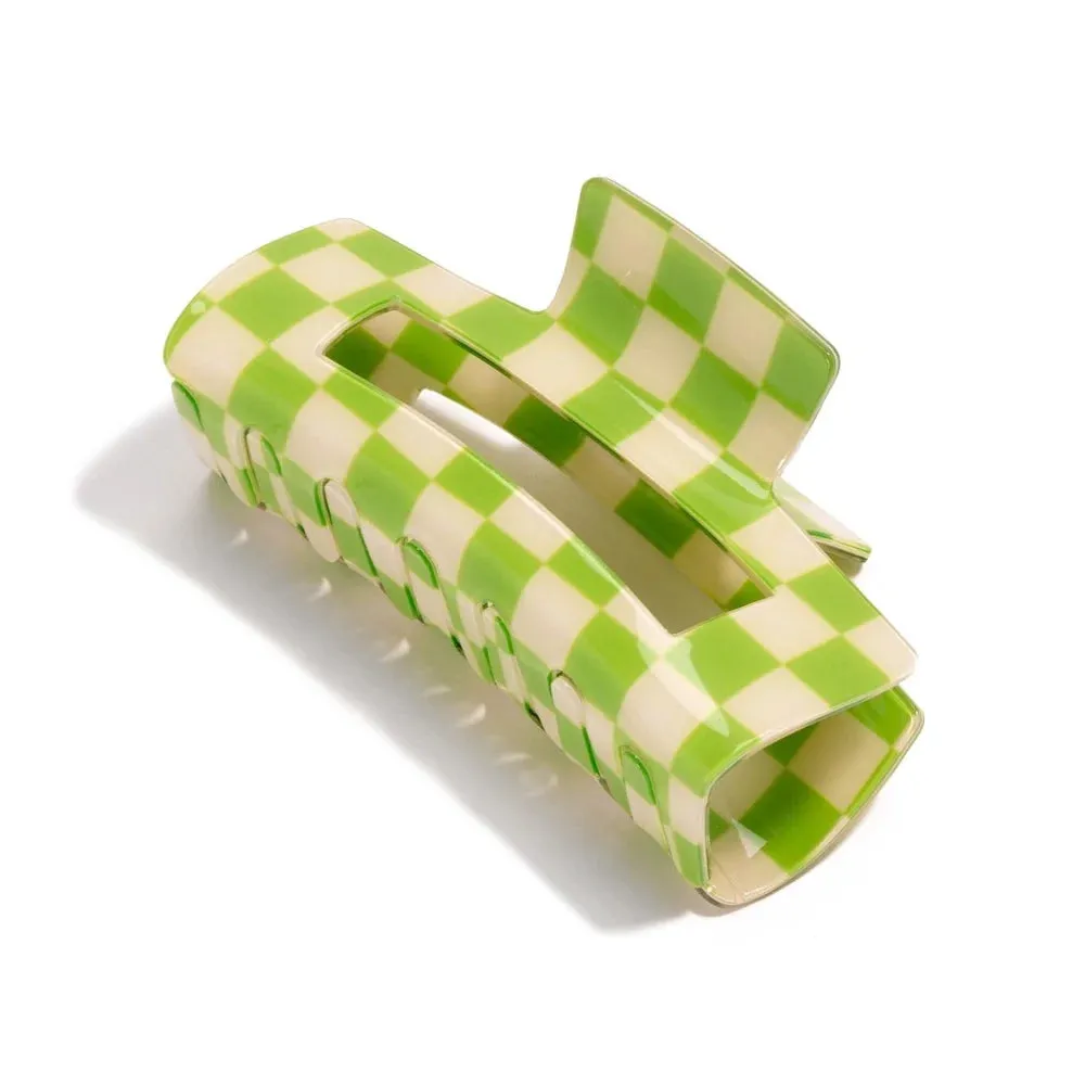 Checkered Rectangle Claw Clips