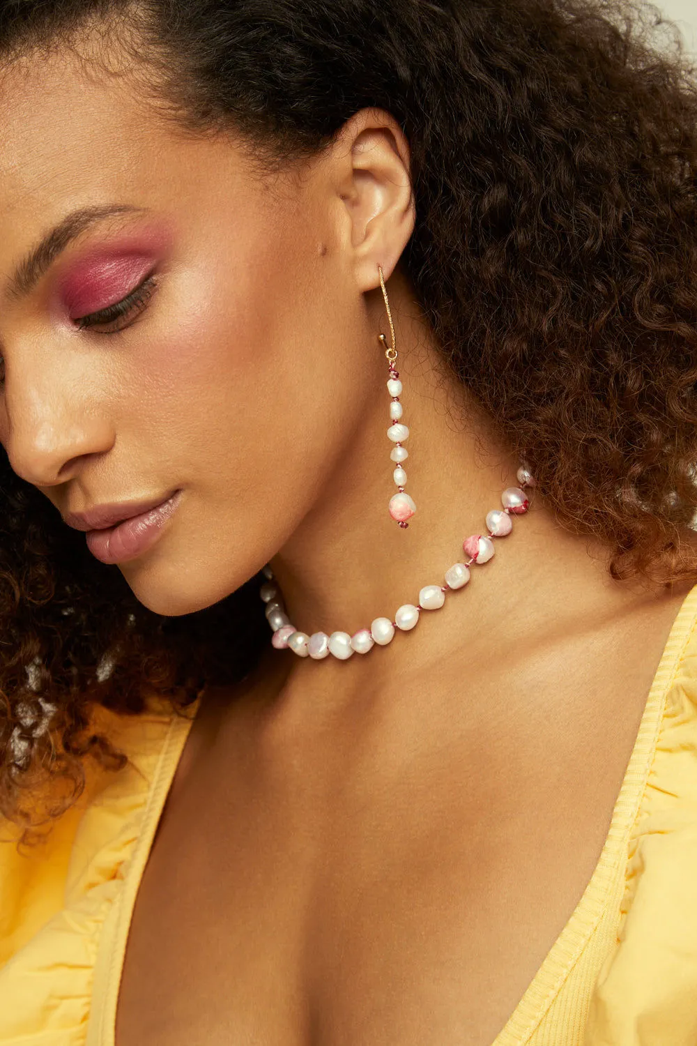 Choker Bah??a Rose 18K Gold Plated Necklace w. Pearls