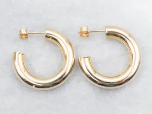 Chunky Yellow Gold Hoop Earrings