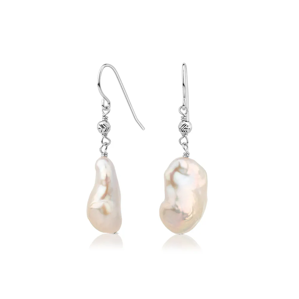 Cultured freshwater pearl drop earrings in sterling silver