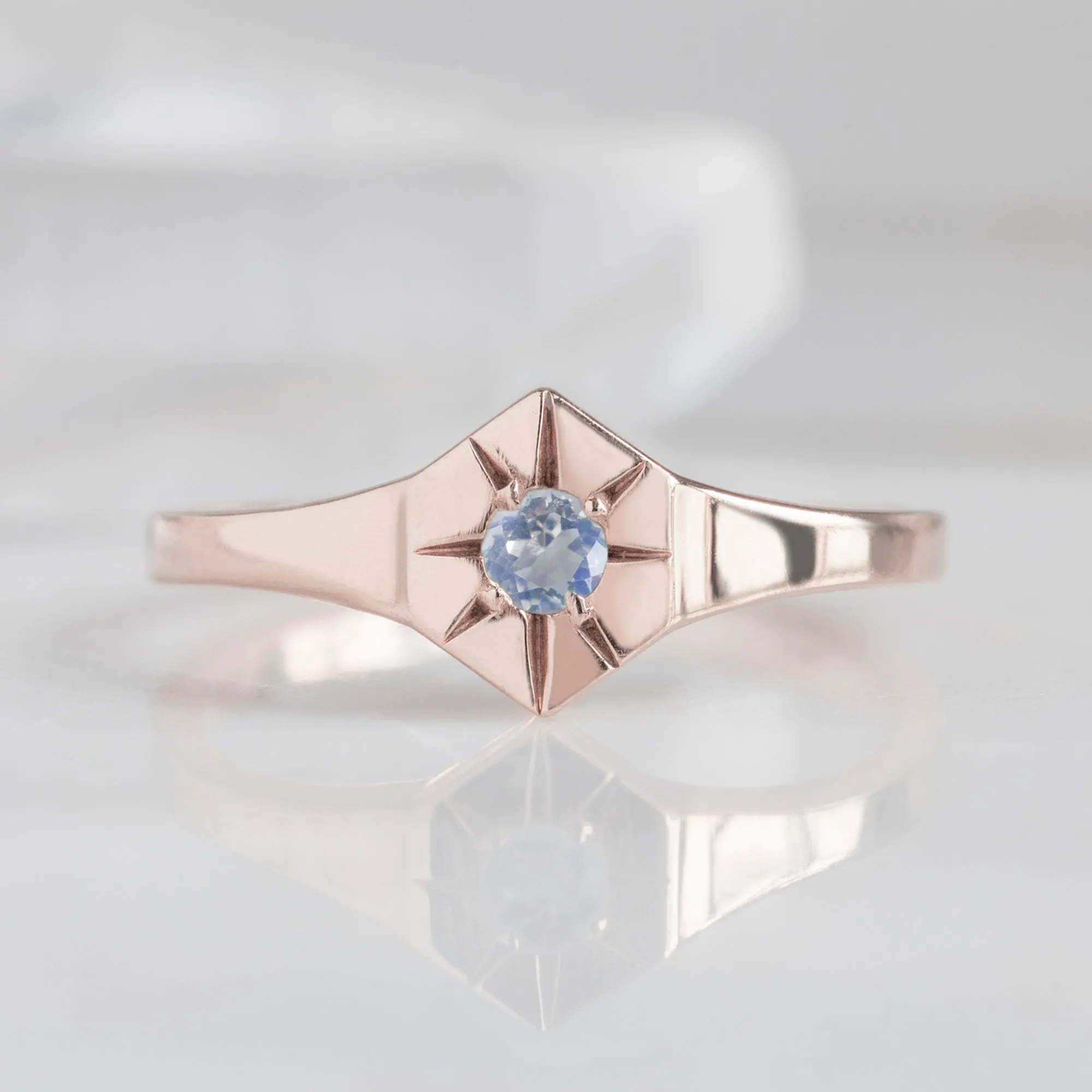 Custom Moonstone Birthstone Signet Ring | Yellow, Rose or White Gold