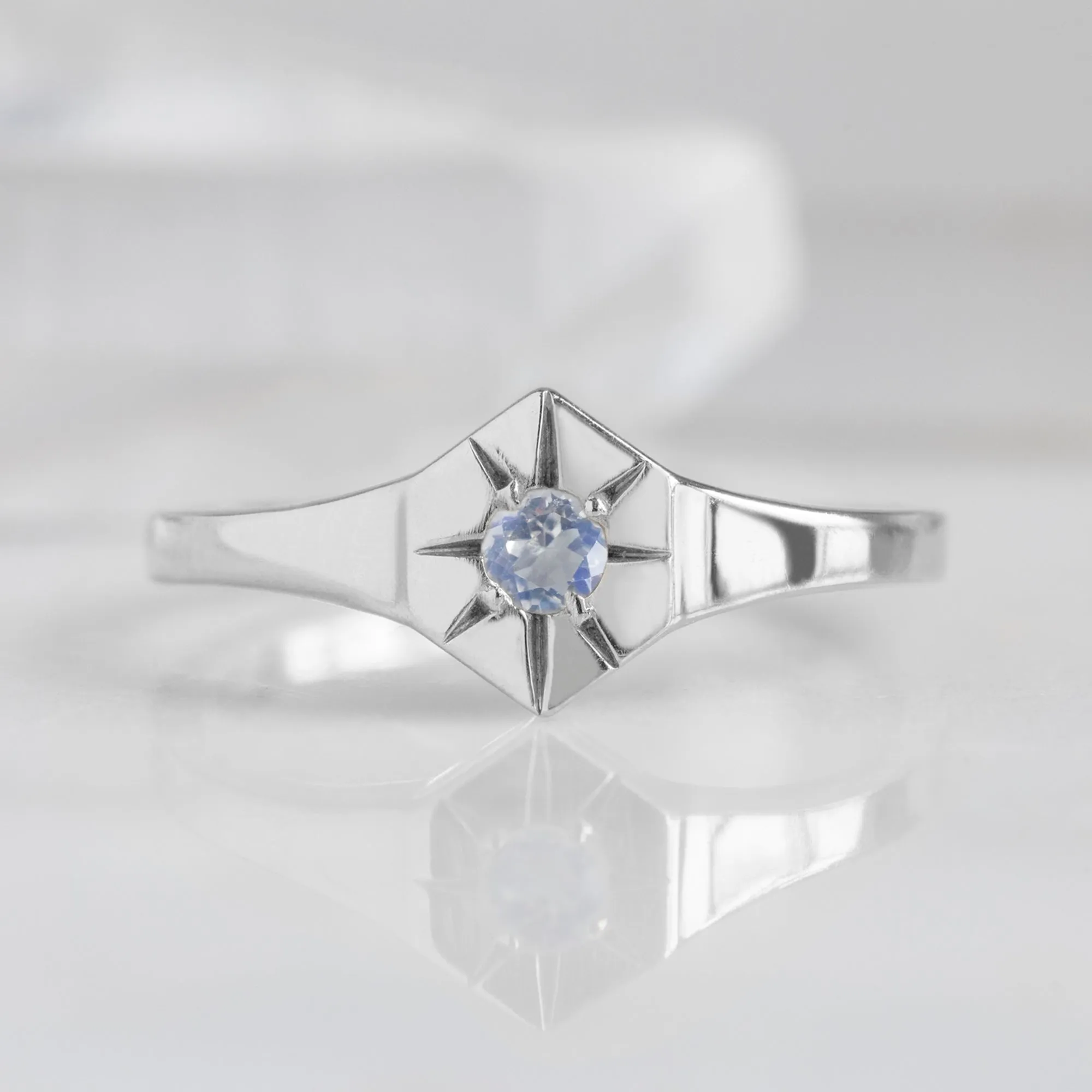 Custom Moonstone Birthstone Signet Ring | Yellow, Rose or White Gold