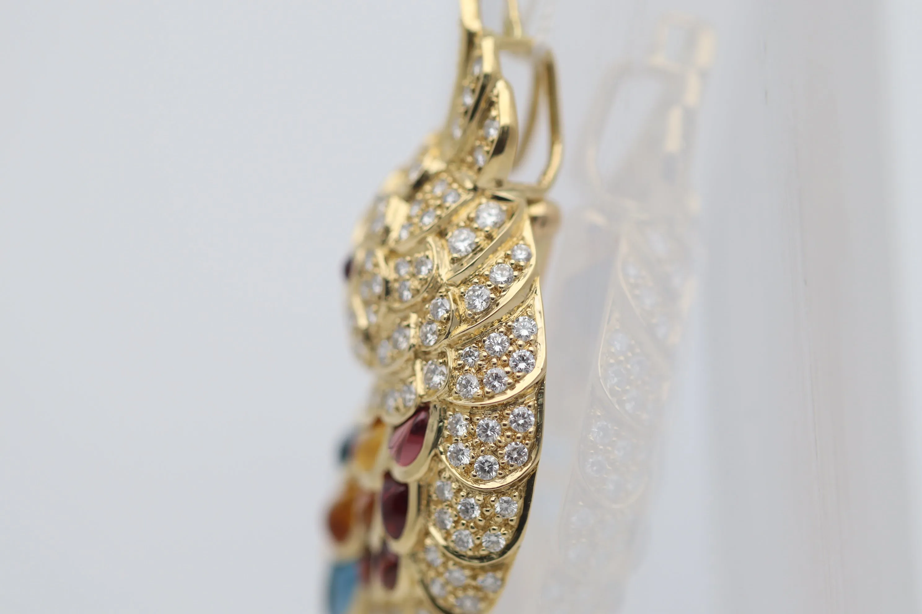 Diamond Onyx Multicolor Gemstone Gold Toucan Pendant Brooch