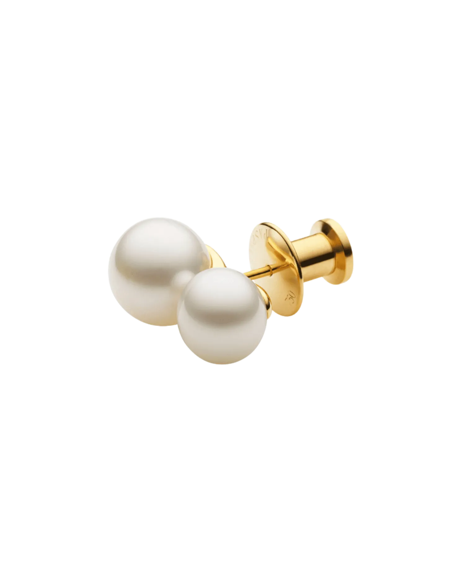 Double Pearl Lapel Pin | 9mm Keshi Pearl, 12mm Button Pearl, and Yellow Gold